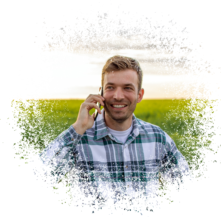 Farmer Smiling While Talking on Cellphone